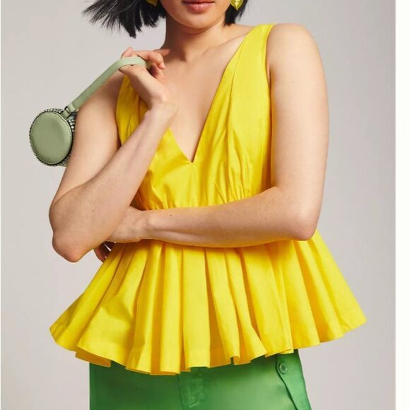 Anthropologie Tops - Anthropologie Atsu Sleeveless Poplin Yellow Top